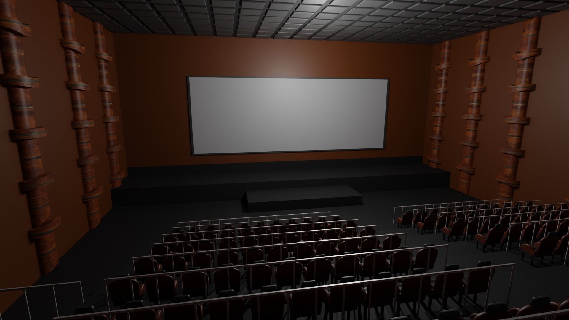 Movie Theater interior  Low-poly 3D model_1