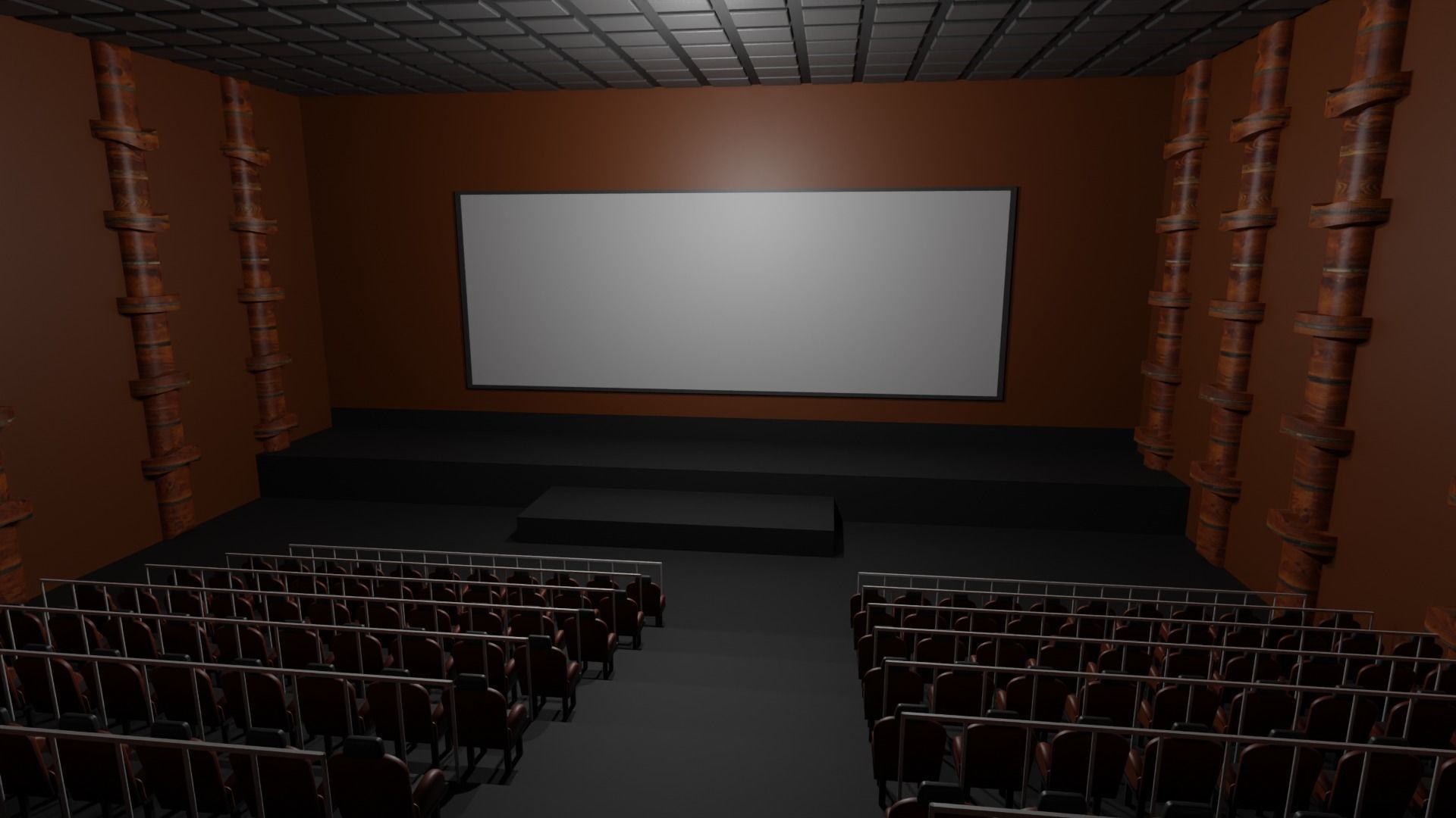 Movie Theater interior  Low-poly 3D model_2