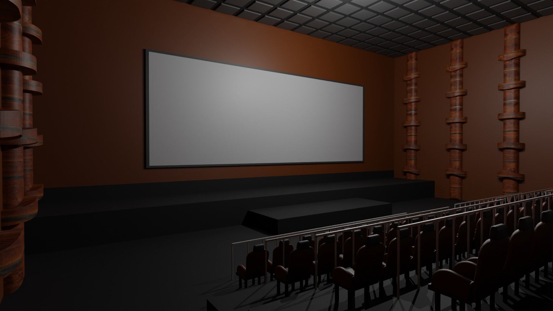 Movie Theater interior  Low-poly 3D model_5