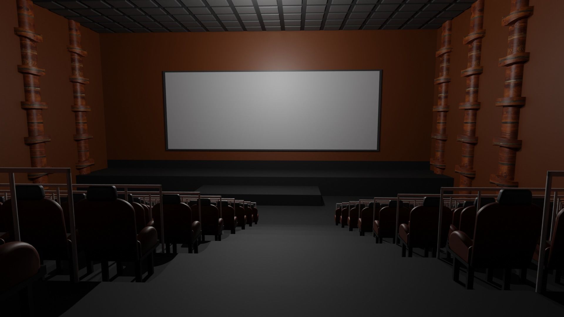 Movie Theater interior  Low-poly 3D model_6