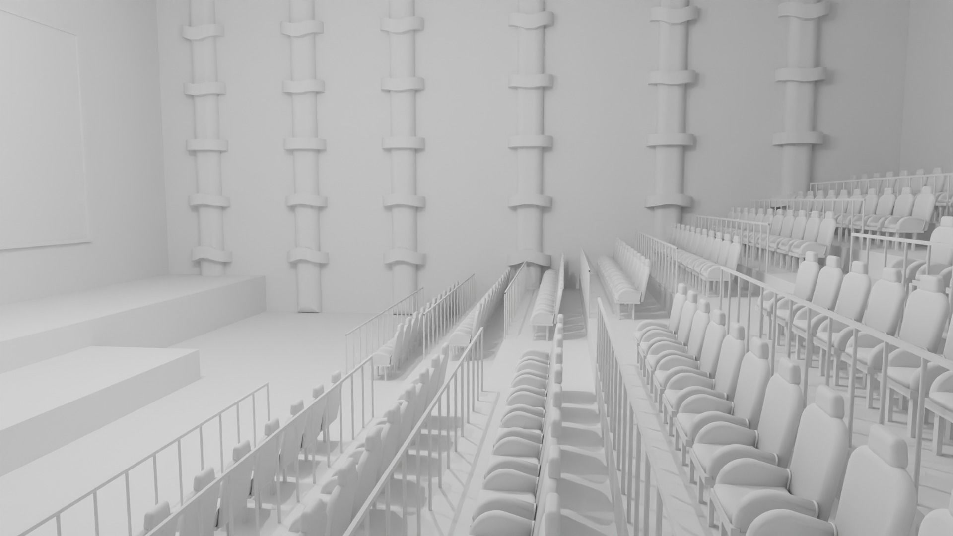 Movie Theater interior  Low-poly 3D model_2