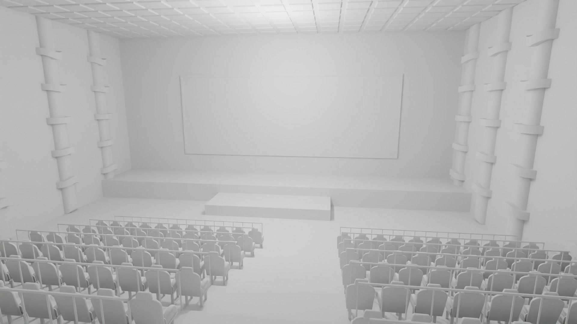Movie Theater interior  Low-poly 3D model_1