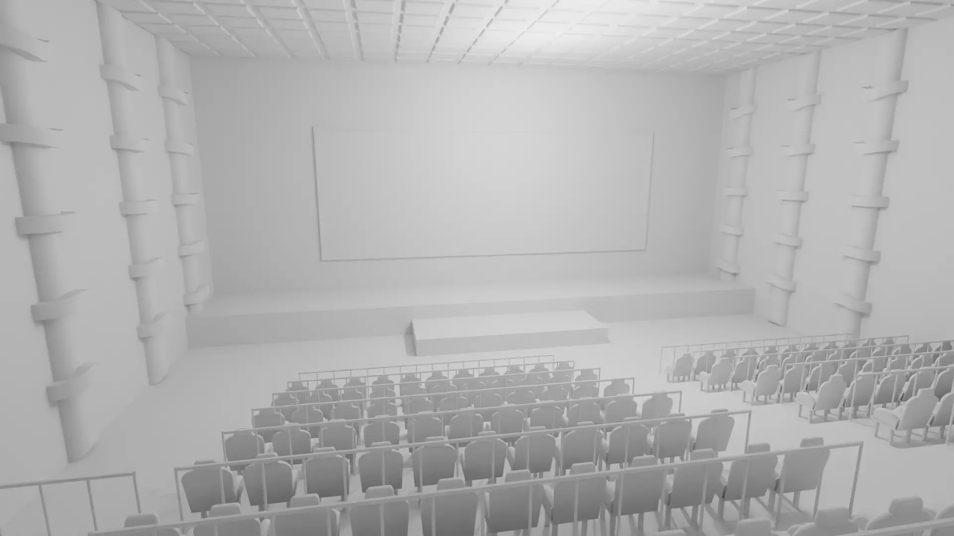 Movie Theater interior  Low-poly 3D model_0
