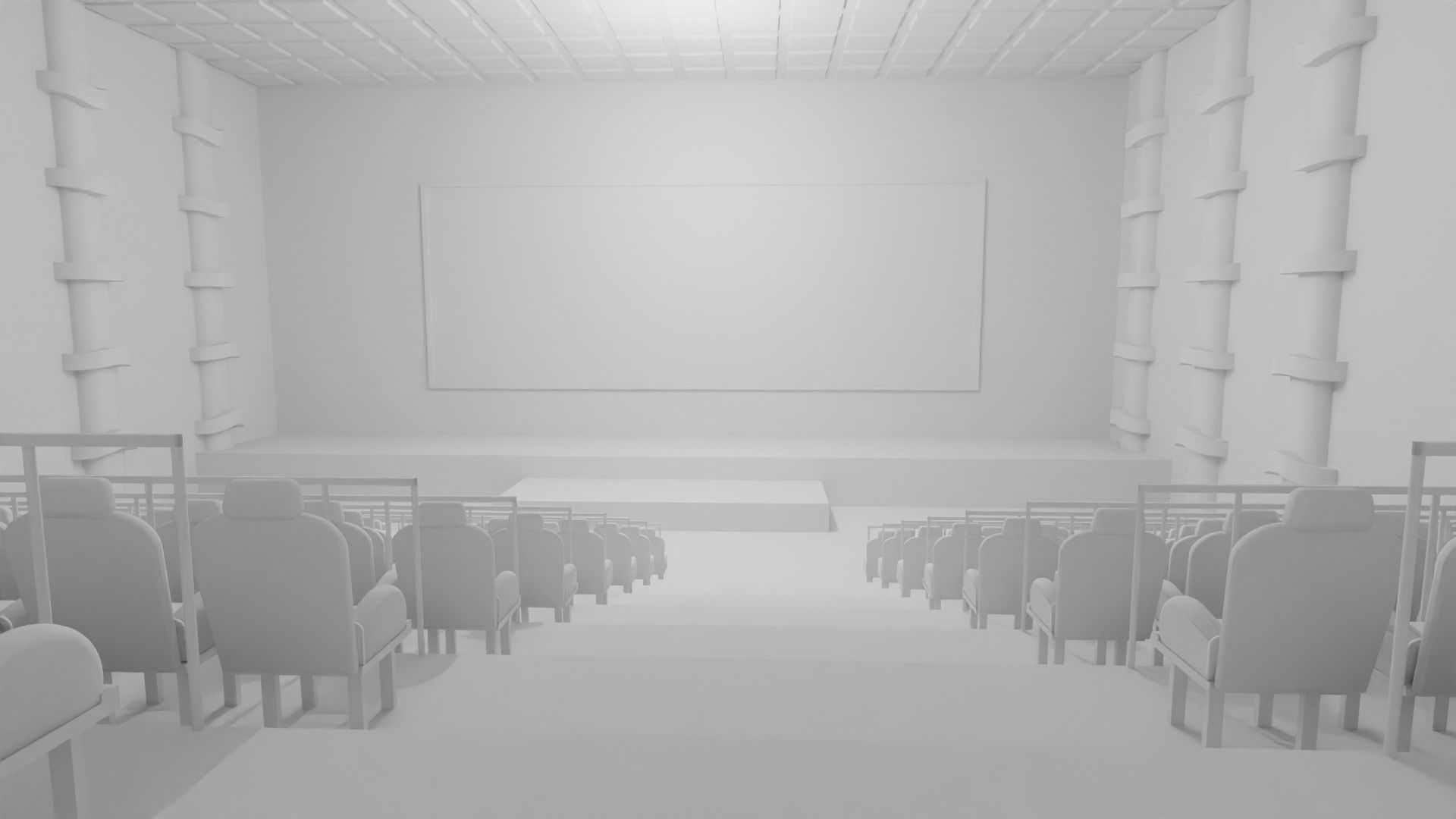 Movie Theater interior  Low-poly 3D model_6