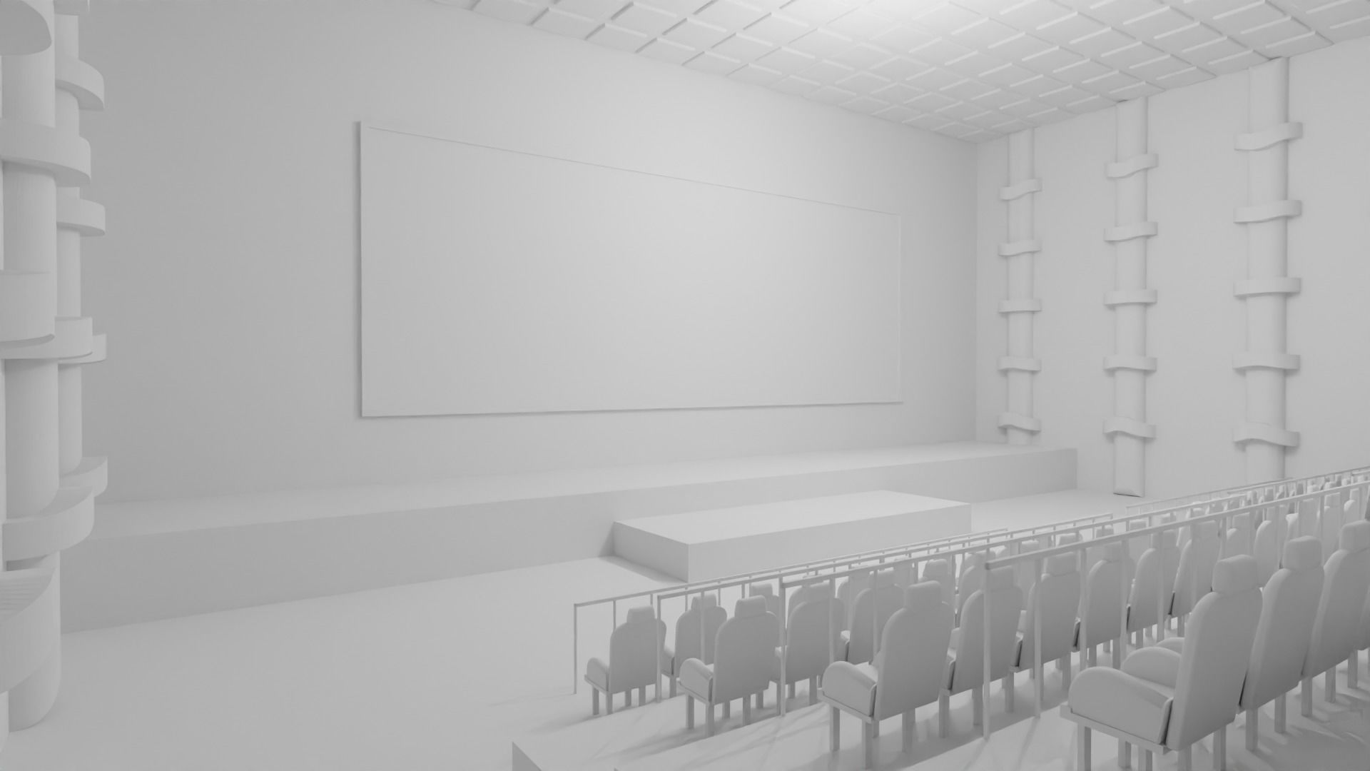 Movie Theater interior  Low-poly 3D model_4