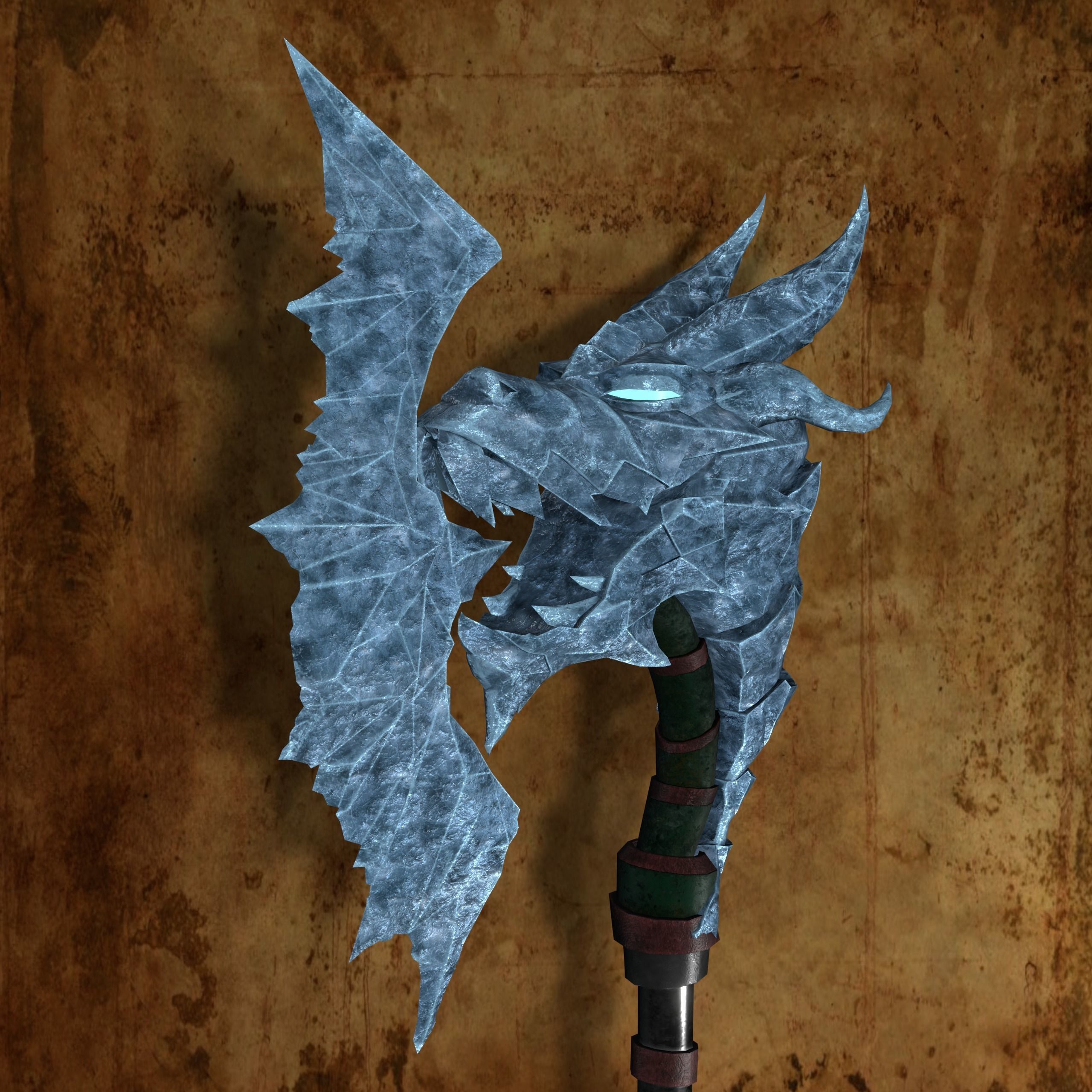 Fantasy Axes of ice and lava Low-poly 3D model_2