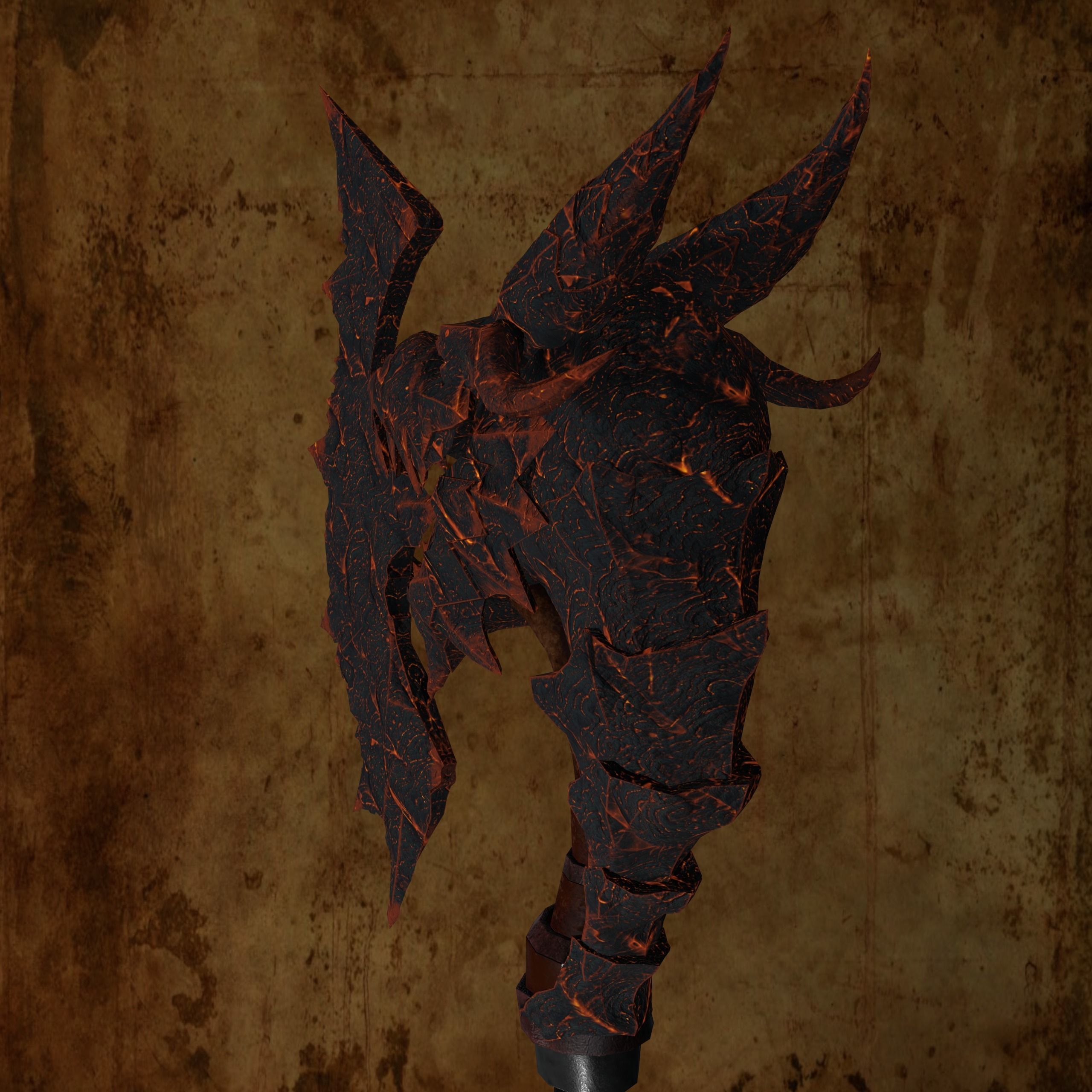 Fantasy Axes of ice and lava Low-poly 3D model_5