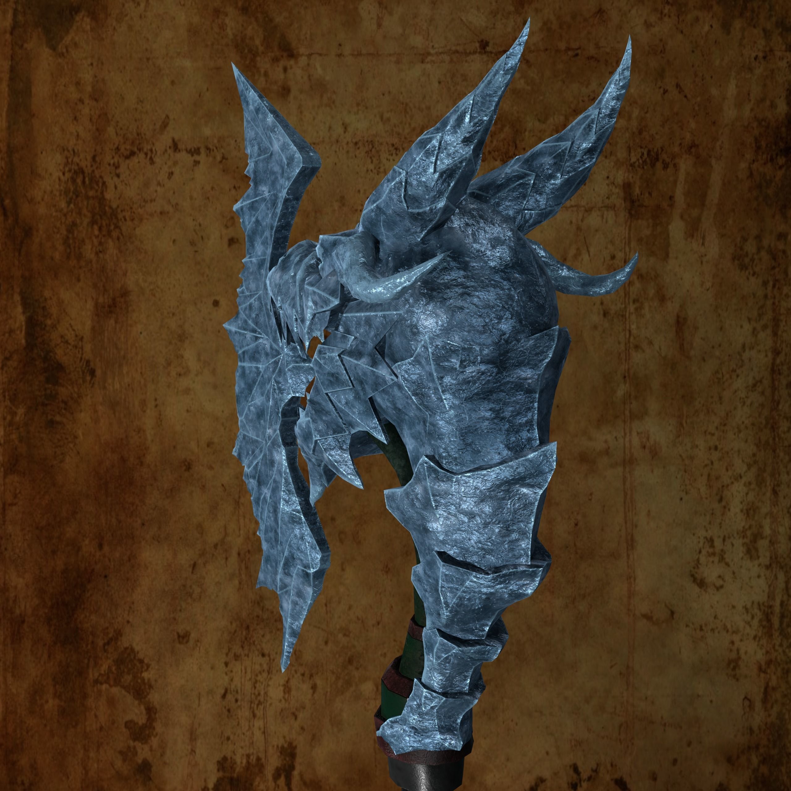 Fantasy Axes of ice and lava Low-poly 3D model_4