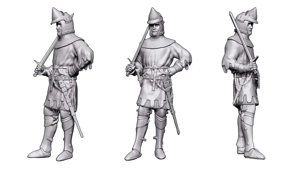 Medieval knight open bacinet version 3D print model_2