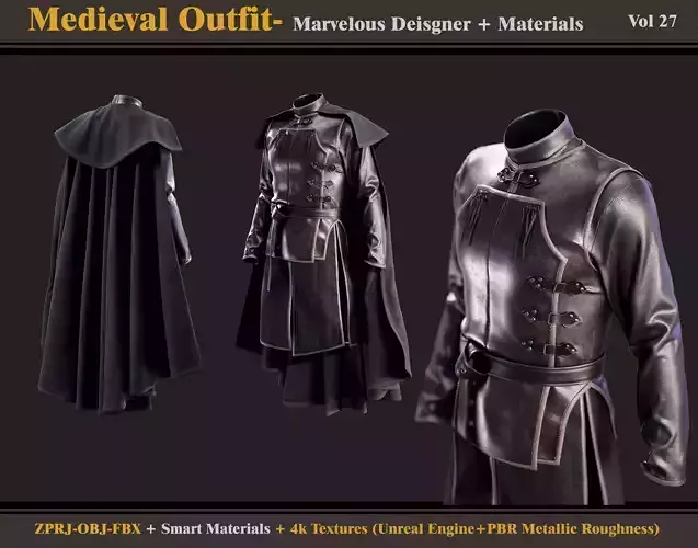 Medieval Outfit-MD-Clo3d -Smart Material-Textures- OBJ - FBX 3D model