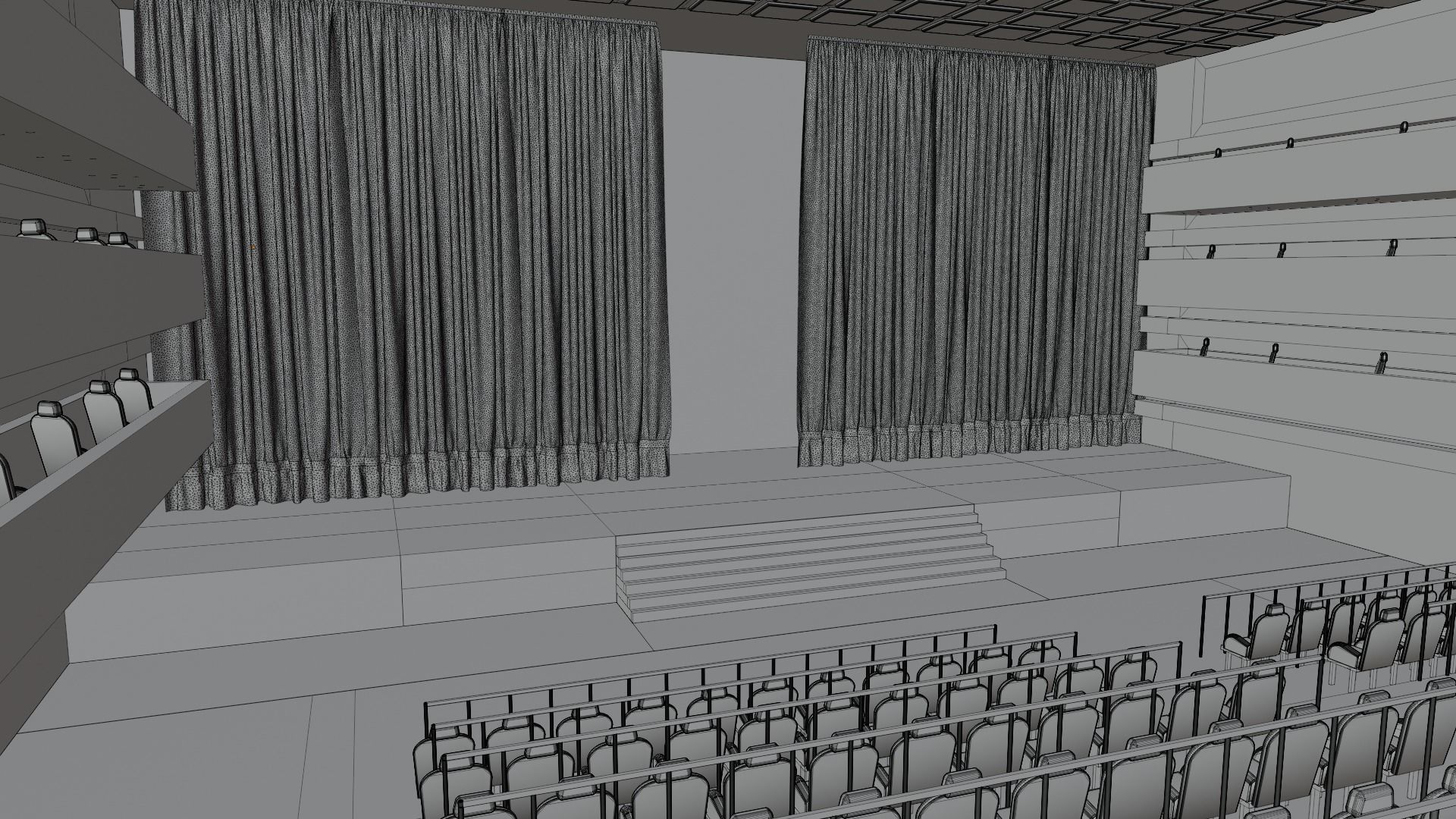 Theater Hall interior  Low-poly 3D model_7