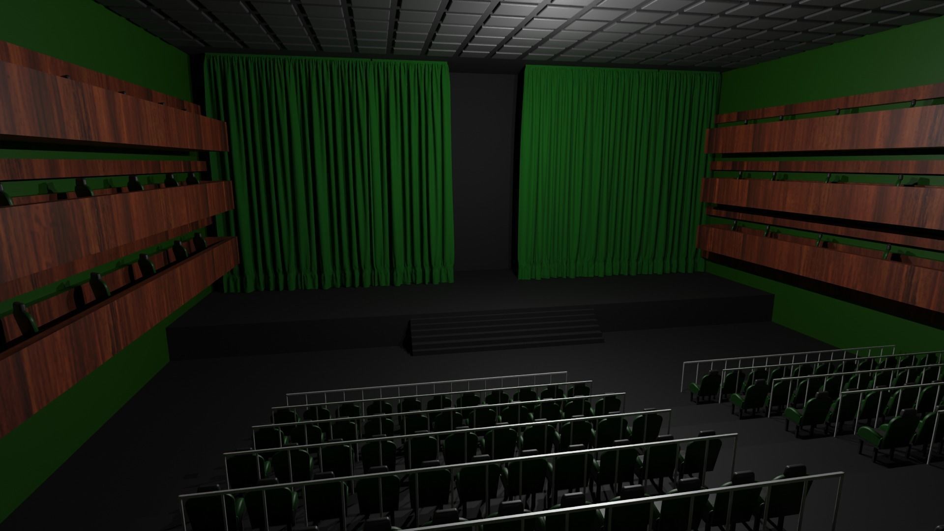 Theater Hall interior  Low-poly 3D model_1