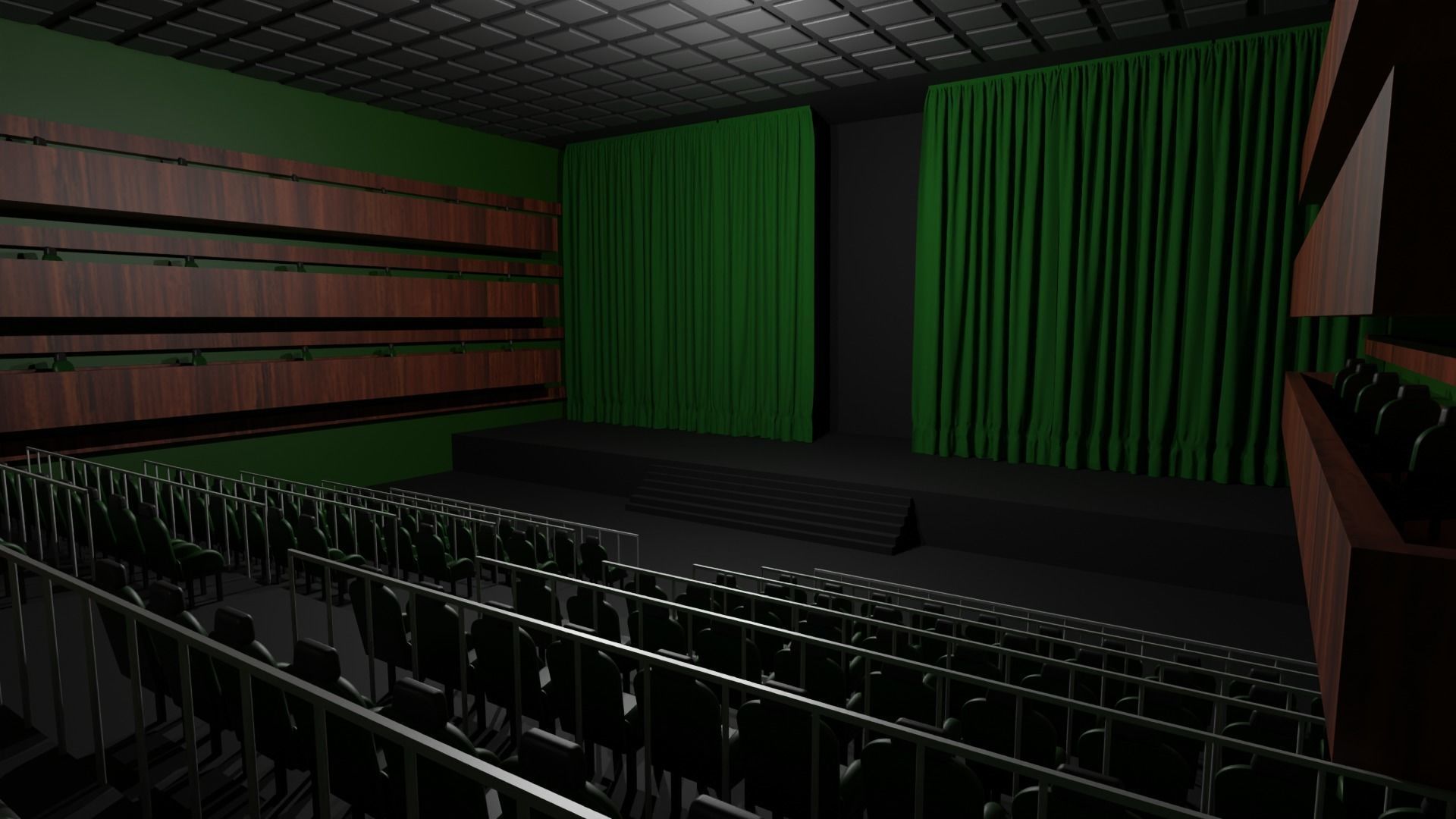 Theater Hall interior  Low-poly 3D model_5