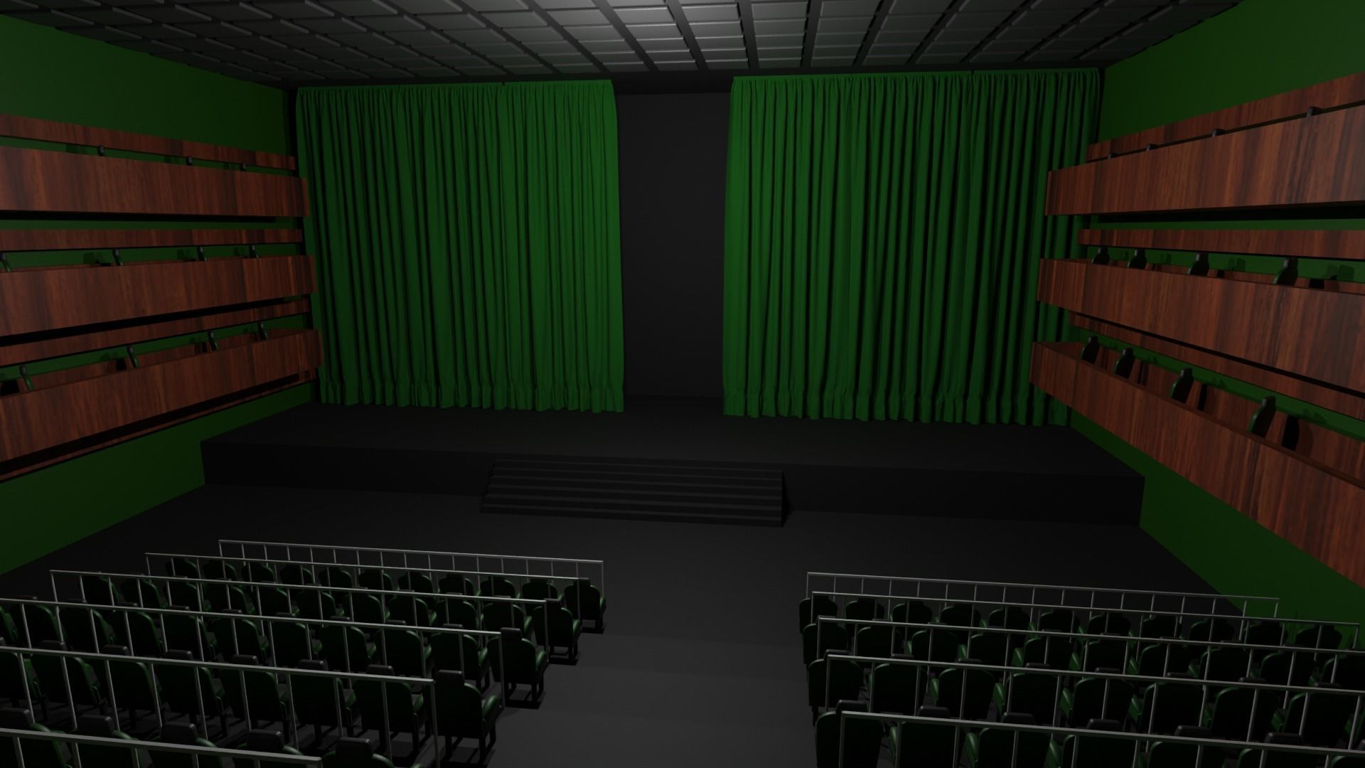 Theater Hall interior  Low-poly 3D model_2