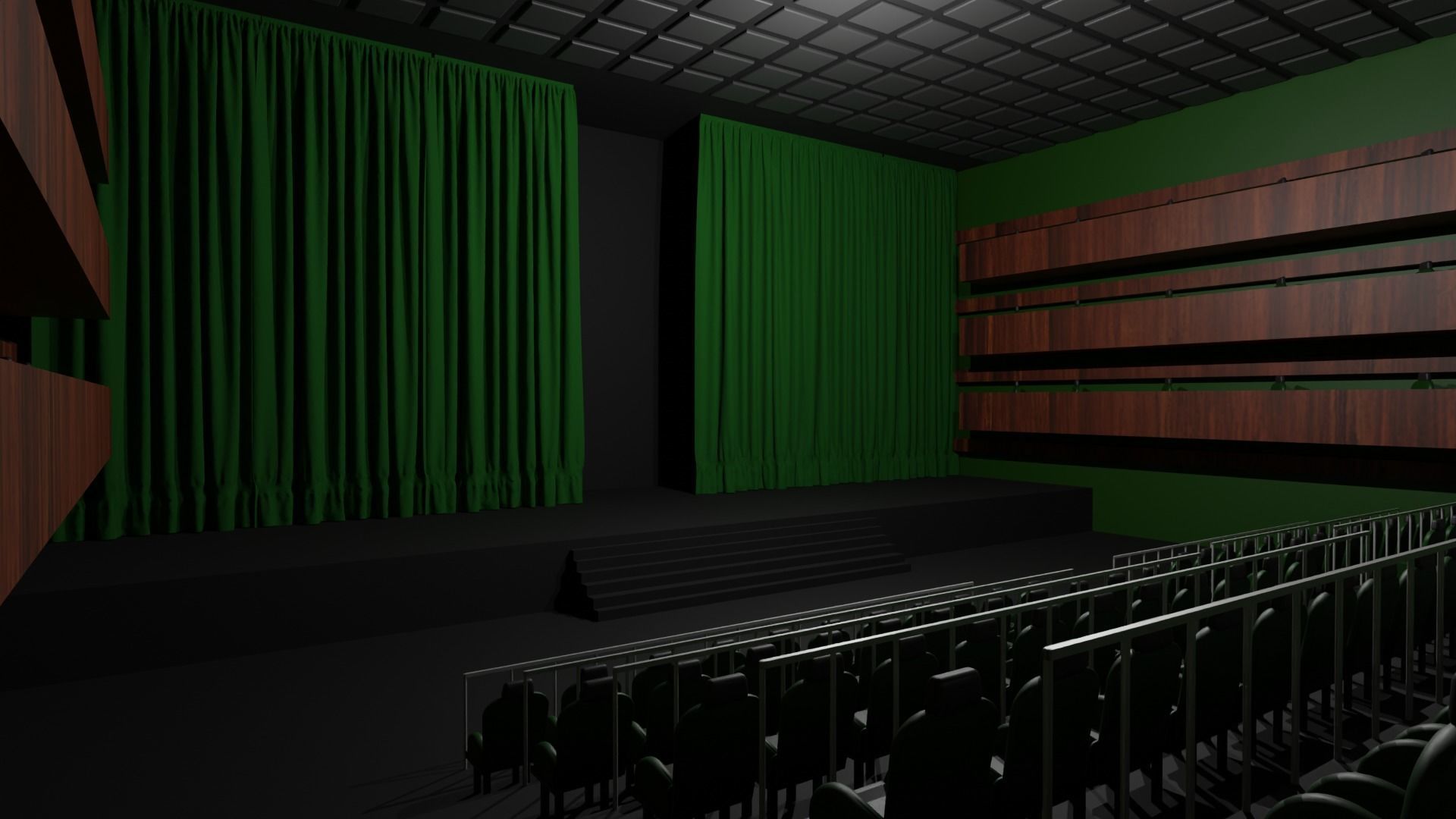 Theater Hall interior  Low-poly 3D model_4