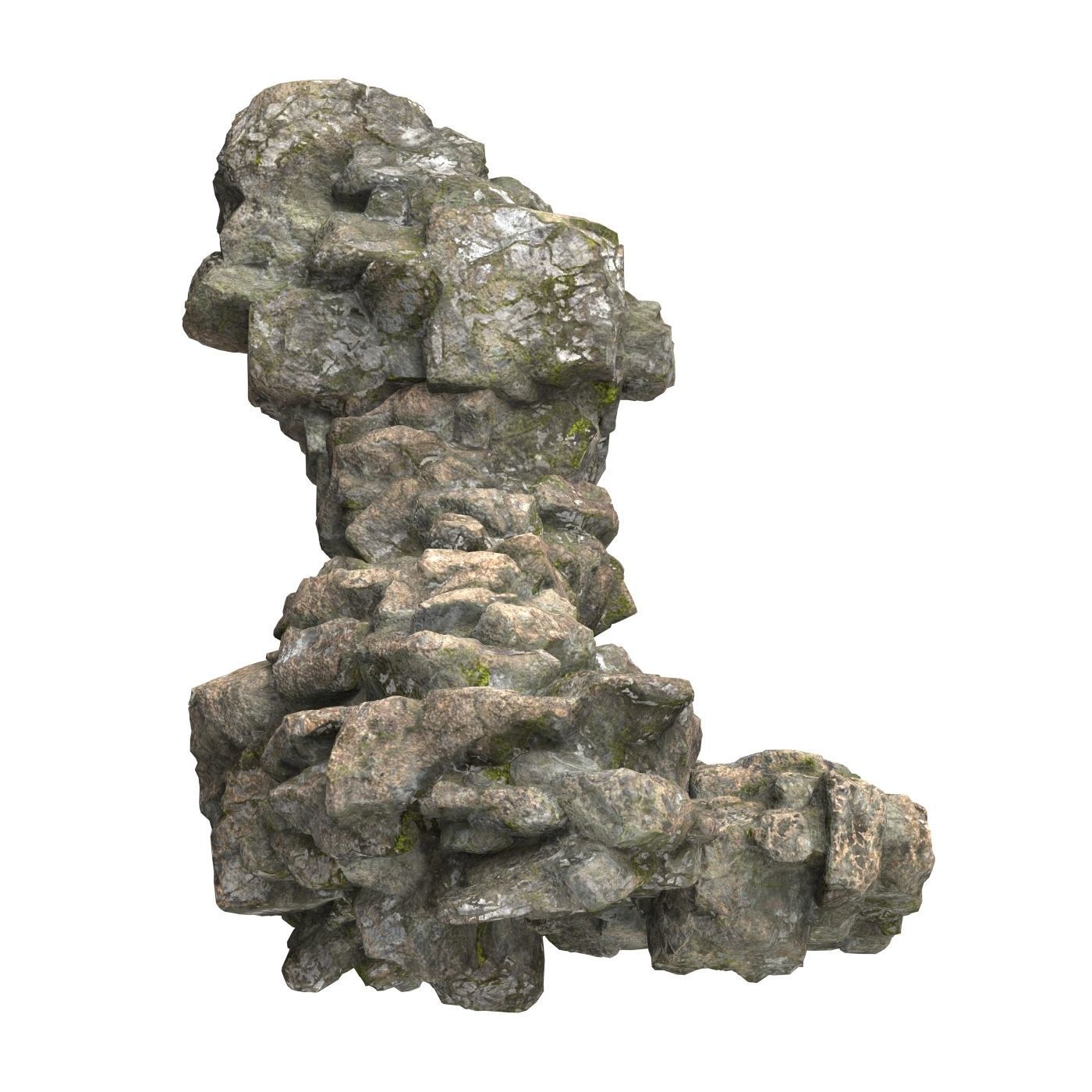 Realistic Mountain Rock Cliff 10 3D model_1