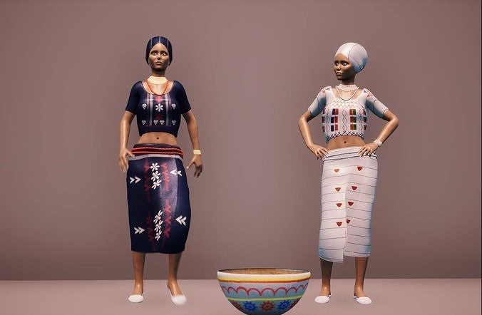 Tribal Fulani lady showcase Low-poly 3D model