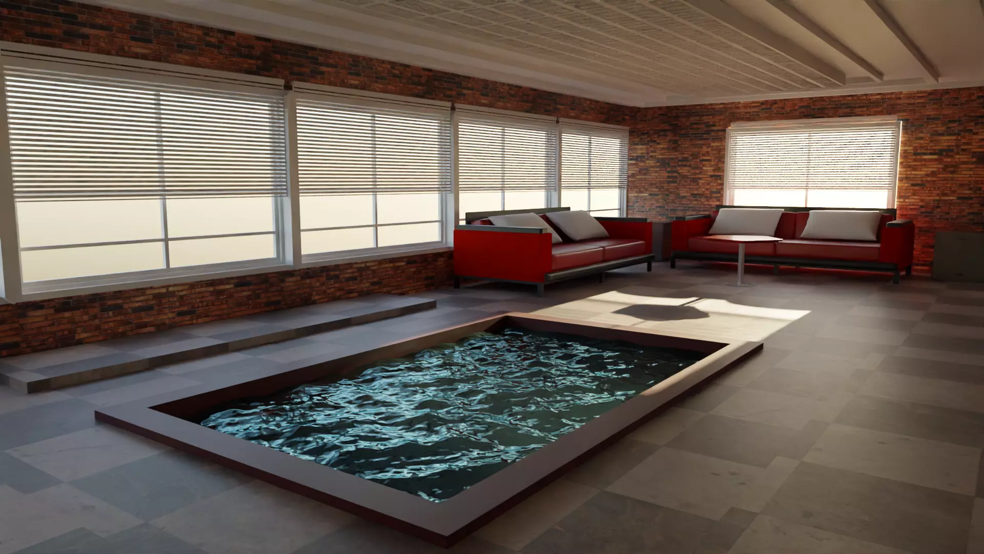 Pool House interior Low-poly 3D model_0