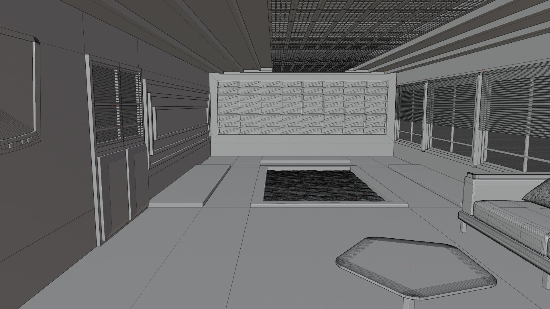 Pool House interior Low-poly 3D model_8