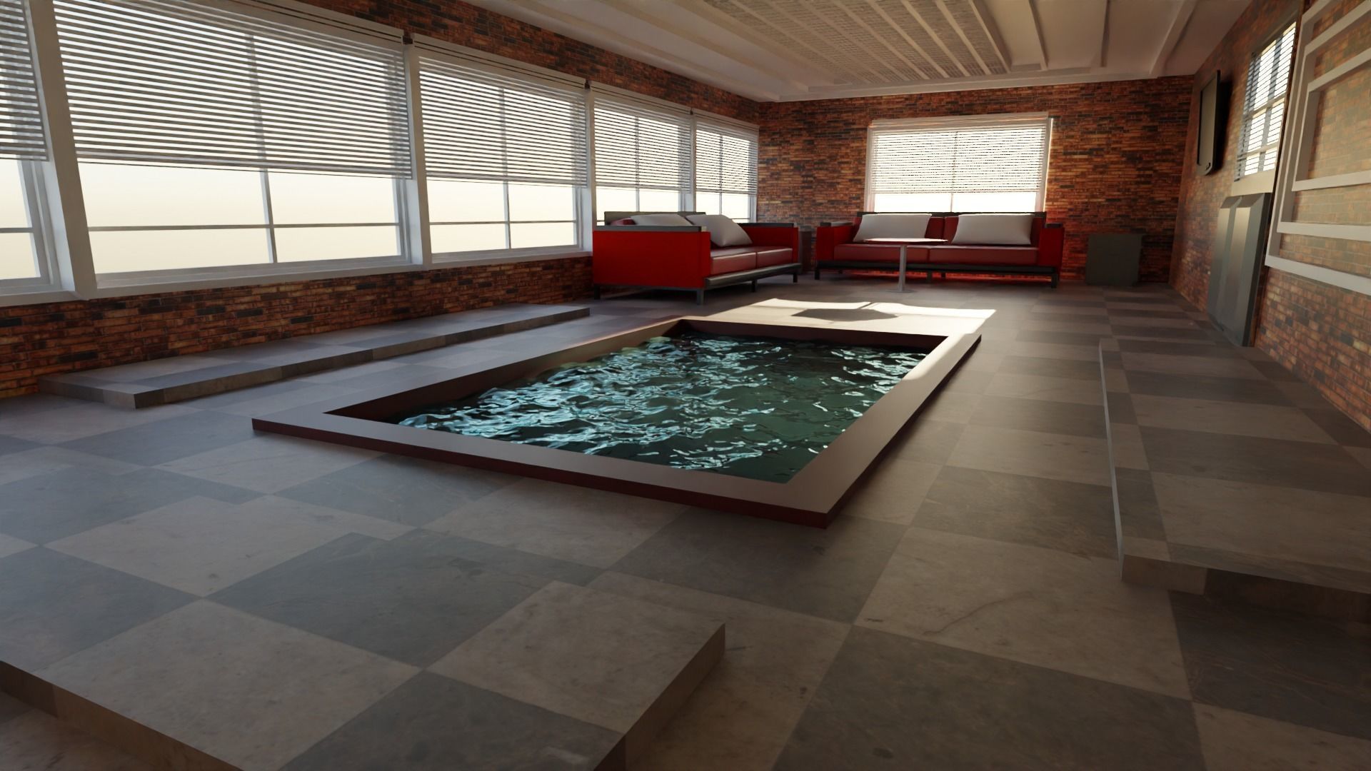 Pool House interior Low-poly 3D model_6