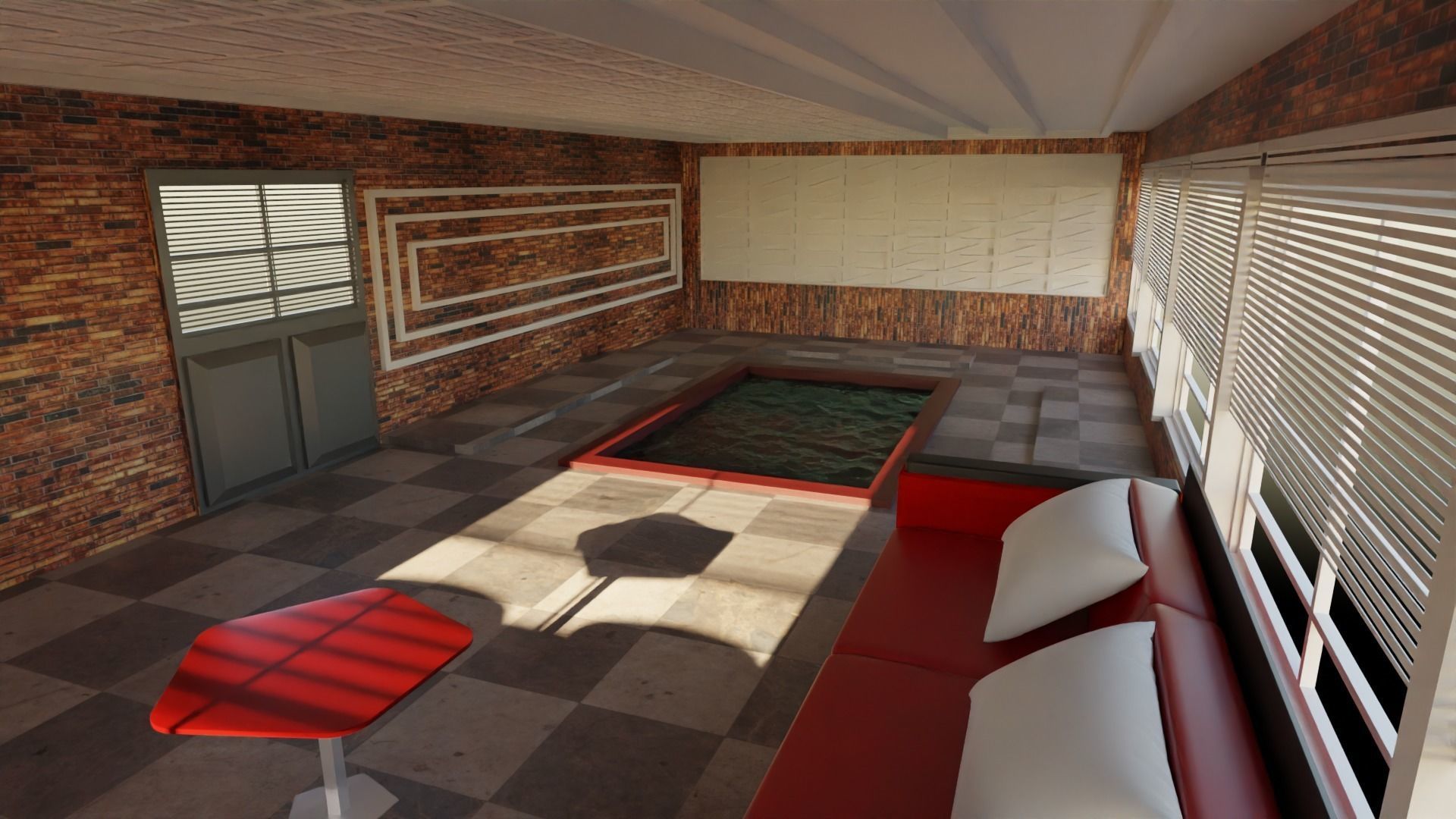 Pool House interior Low-poly 3D model_3