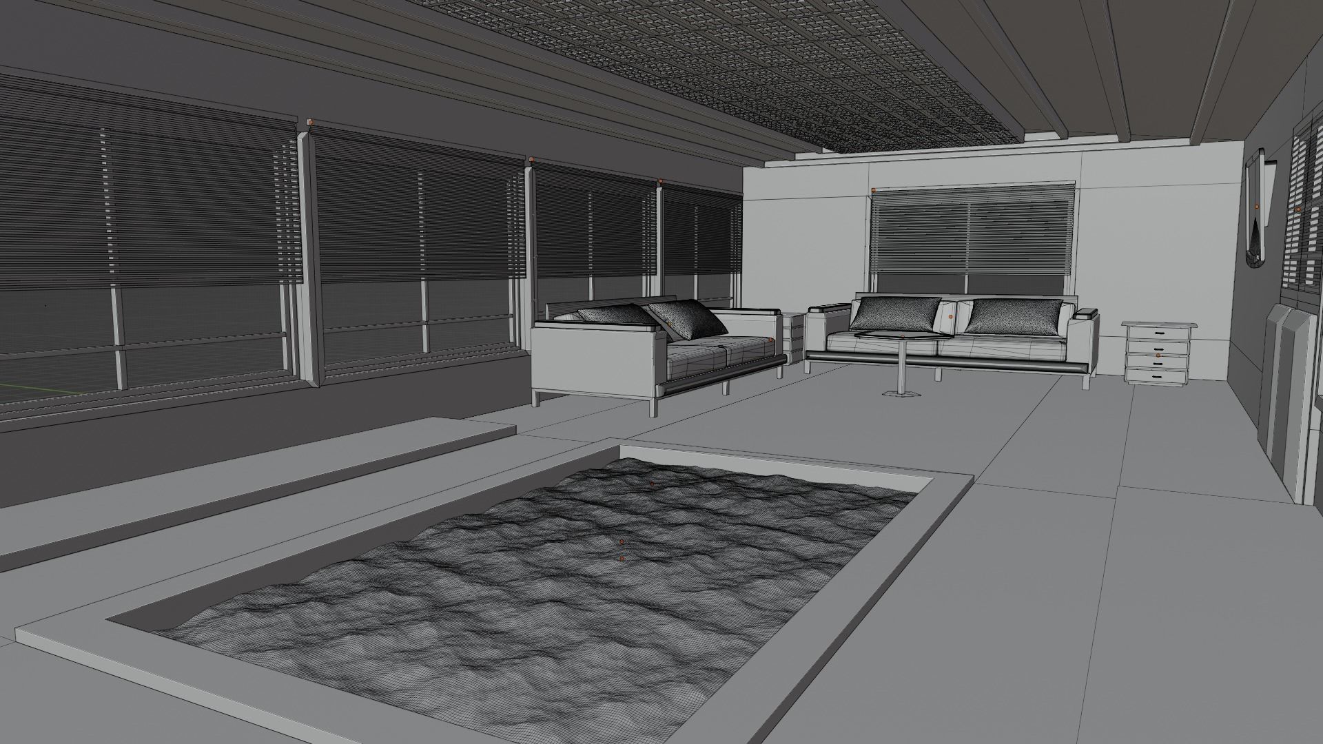 Pool House interior Low-poly 3D model_7