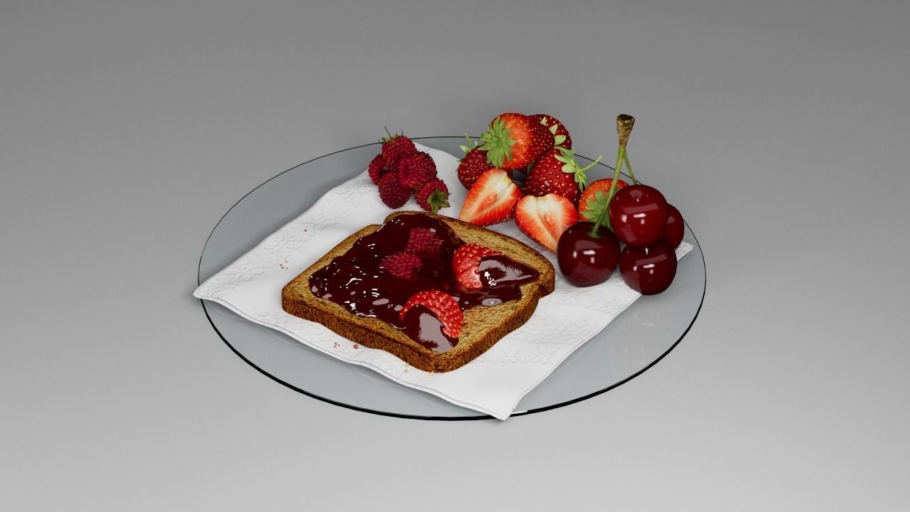 Berry assemblage with toast 3D model_18