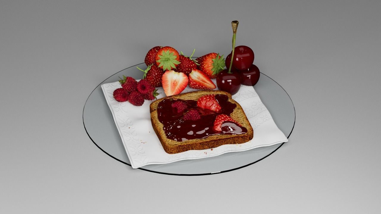 Berry assemblage with toast 3D model_23