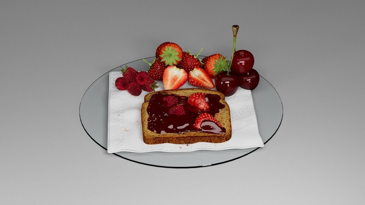 Berry assemblage with toast 3D model_21