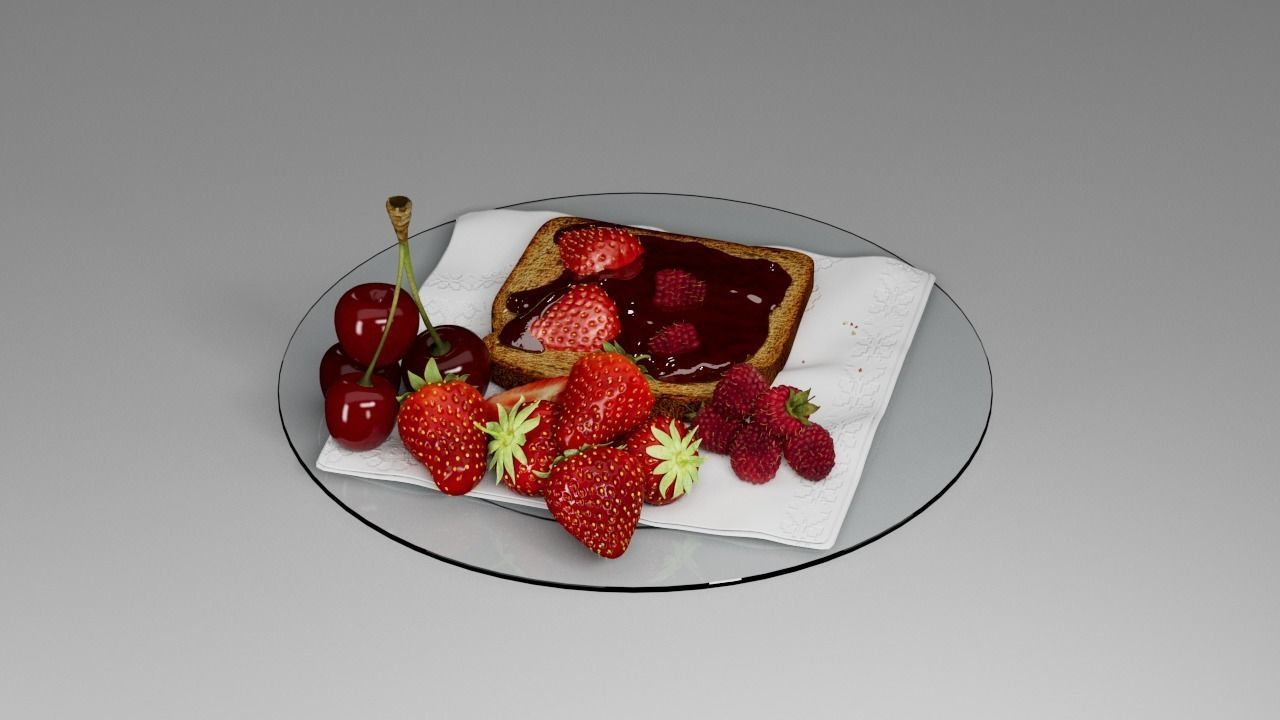 Berry assemblage with toast 3D model_10