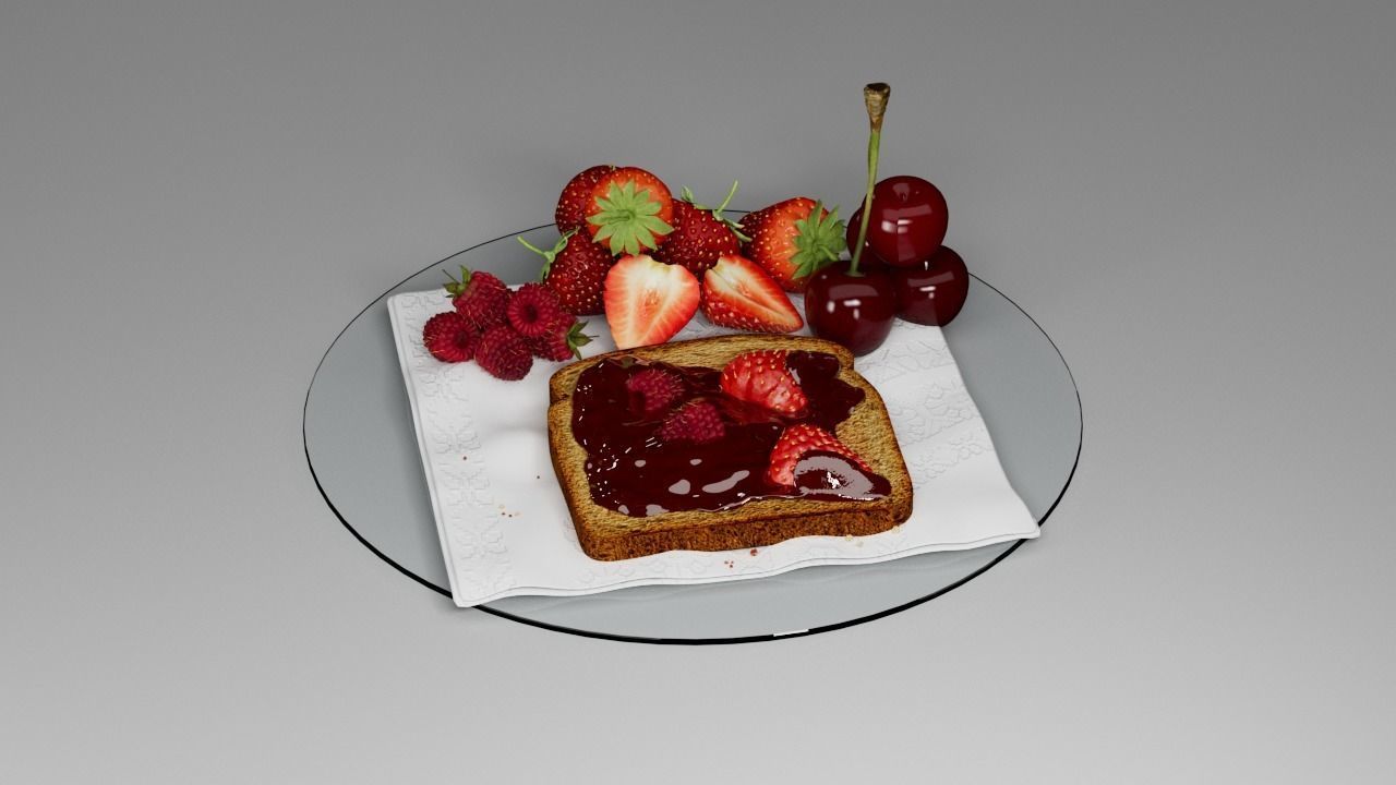 Berry assemblage with toast 3D model_22