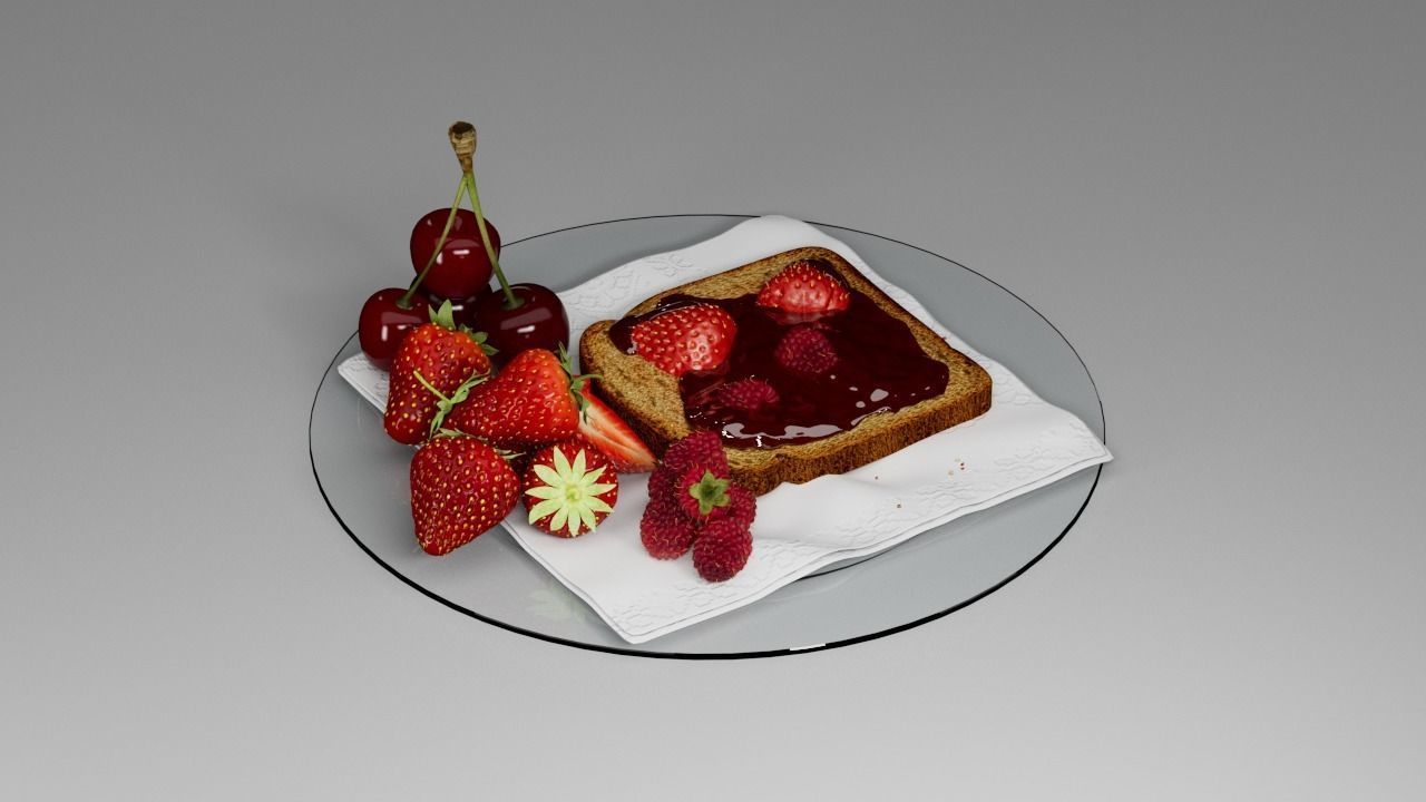 Berry assemblage with toast 3D model_8