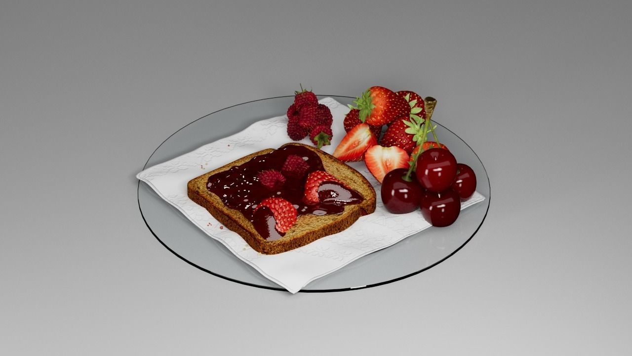 Berry assemblage with toast 3D model_17