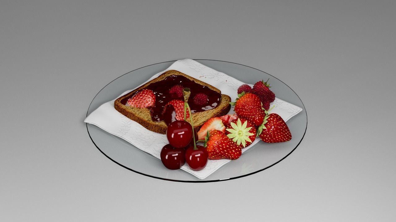 Berry assemblage with toast 3D model_13