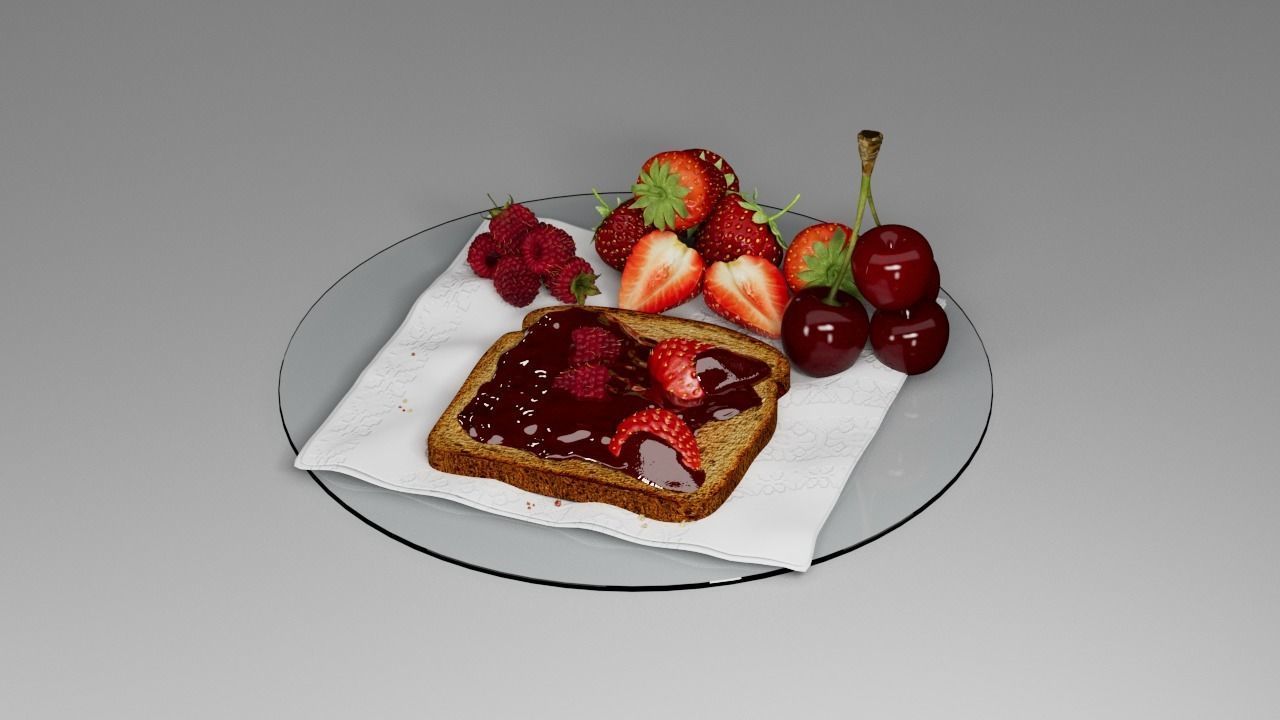 Berry assemblage with toast 3D model_19