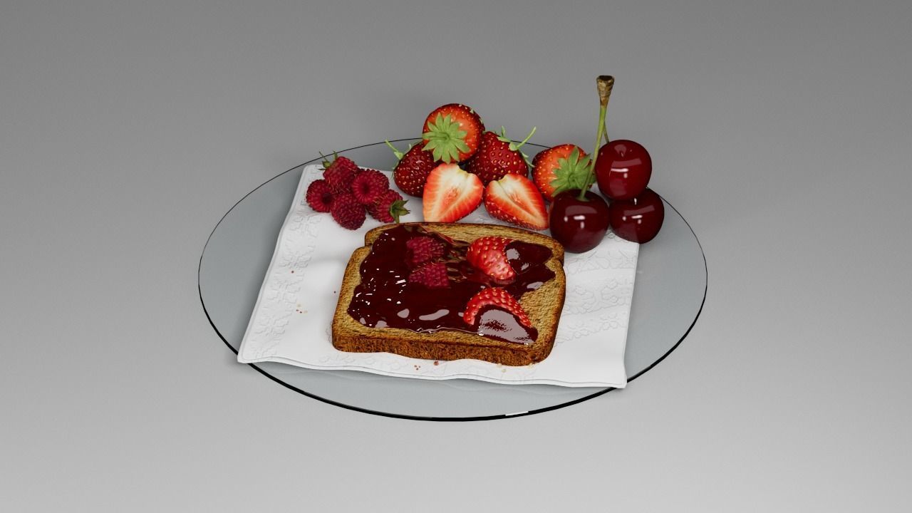 Berry assemblage with toast 3D model_20
