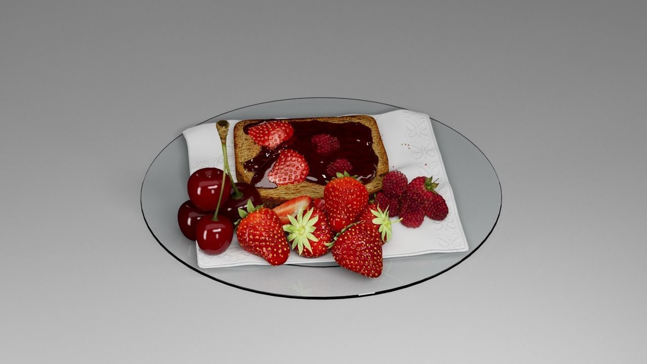 Berry assemblage with toast 3D model_11
