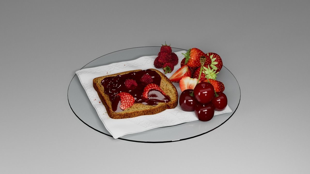Berry assemblage with toast 3D model_16