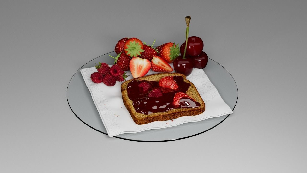 Berry assemblage with toast 3D model_24