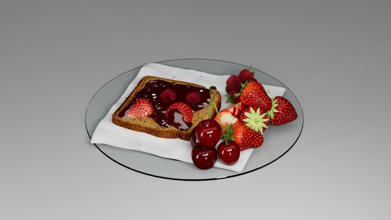 Berry assemblage with toast 3D model_14