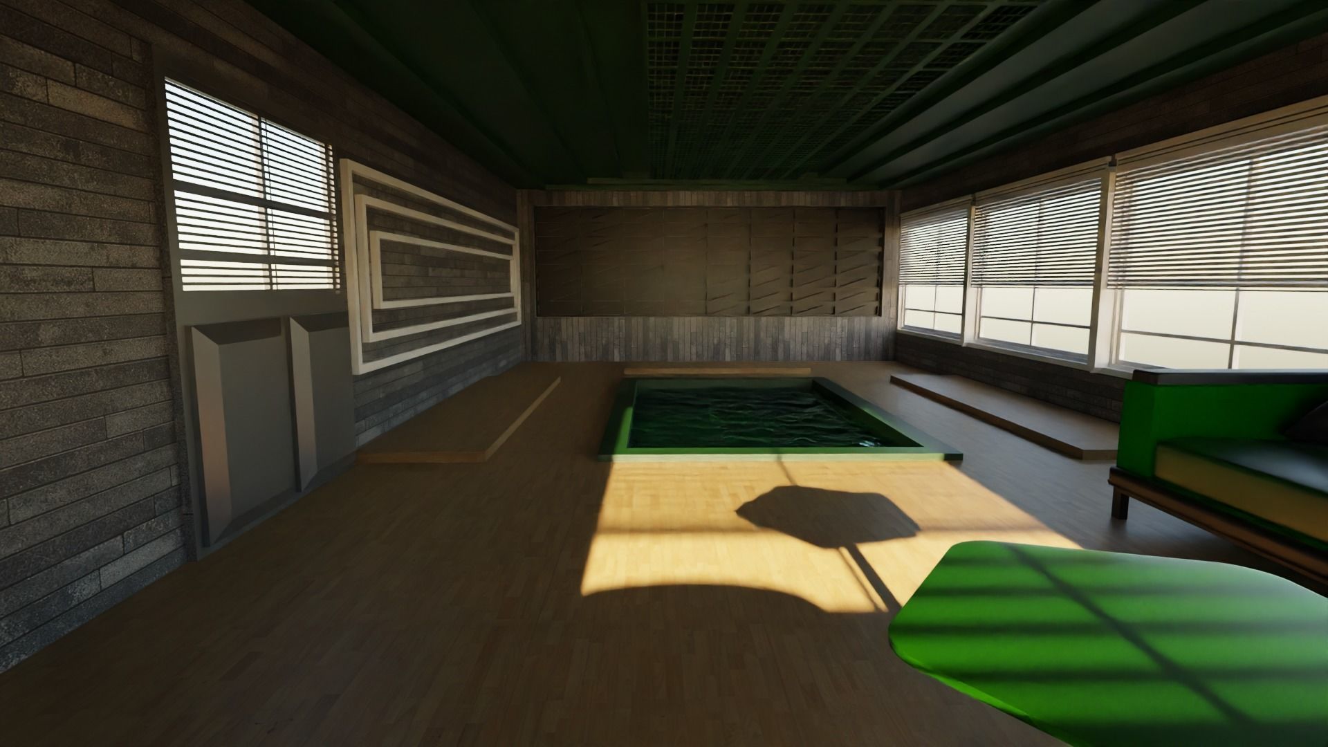 Pool House interior Low-poly 3D model_5