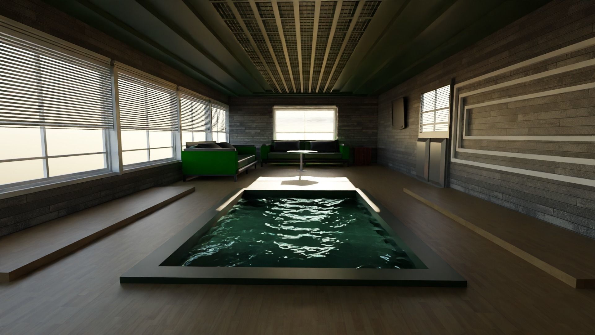 Pool House interior Low-poly 3D model_2