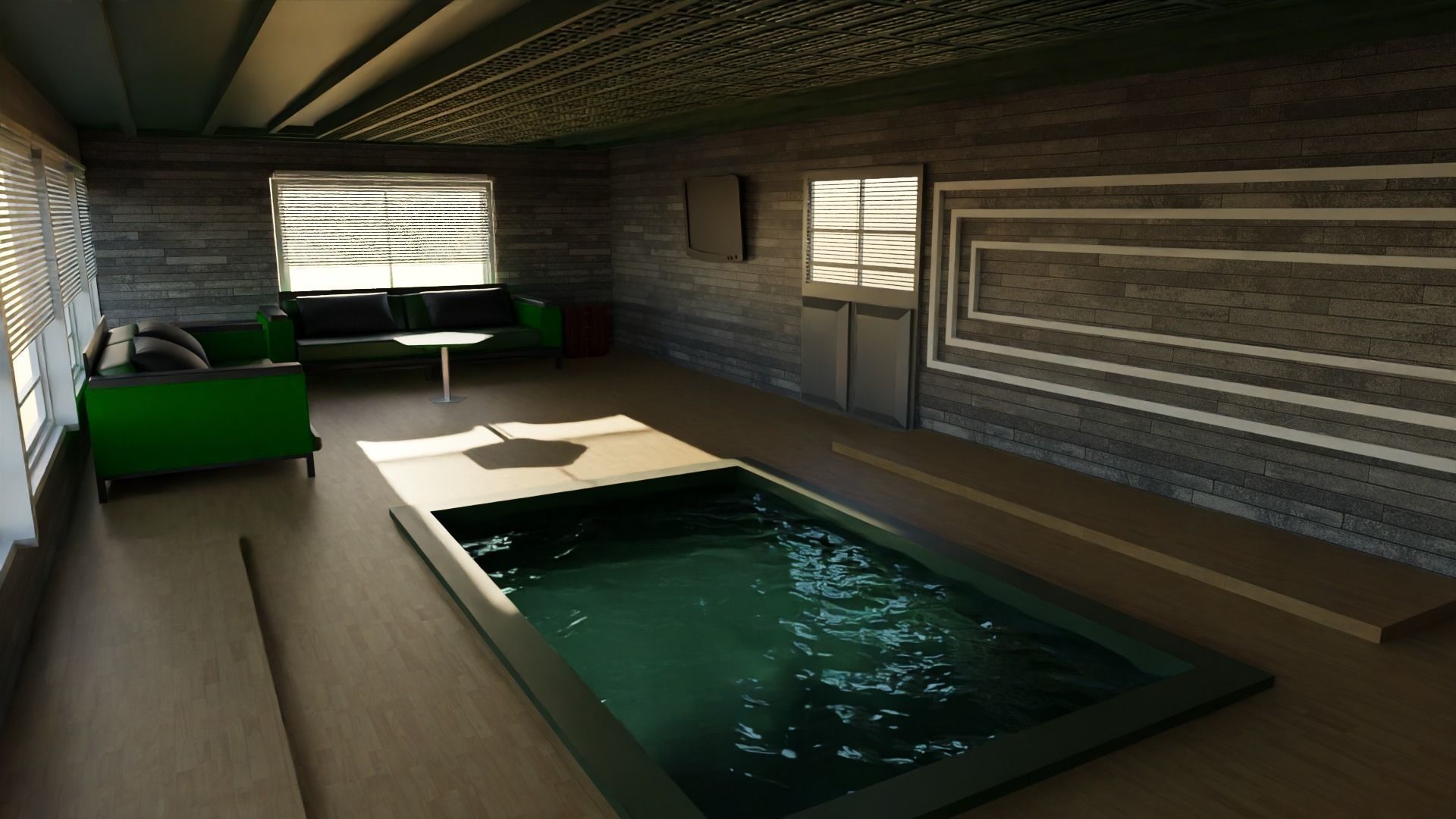 Pool House interior Low-poly 3D model_4