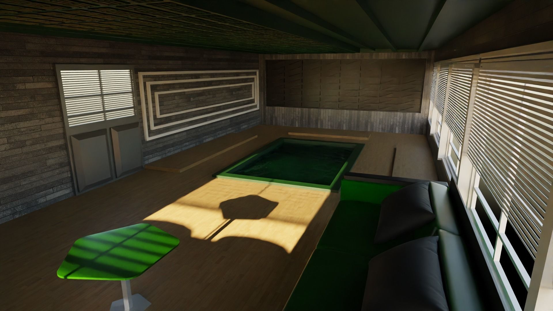 Pool House interior Low-poly 3D model_3