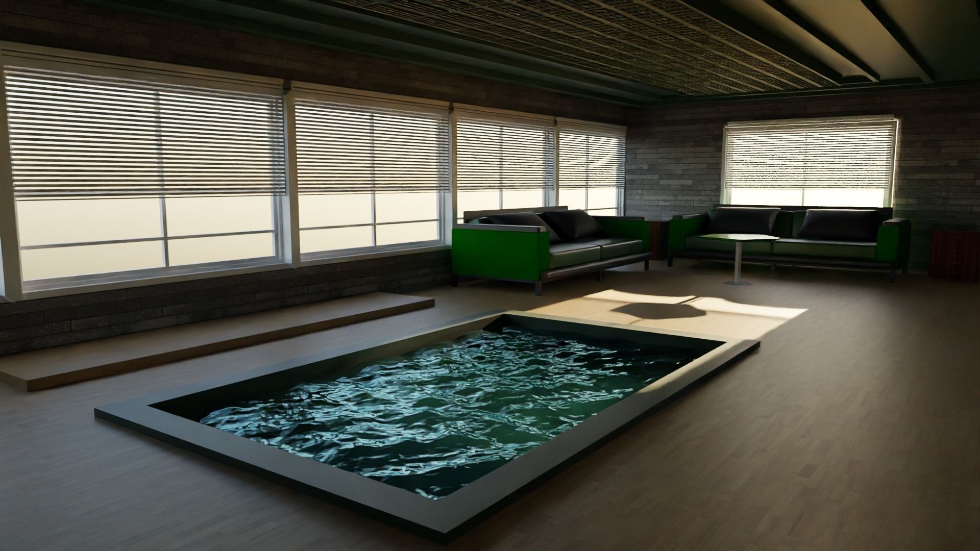 Pool House interior Low-poly 3D model_1