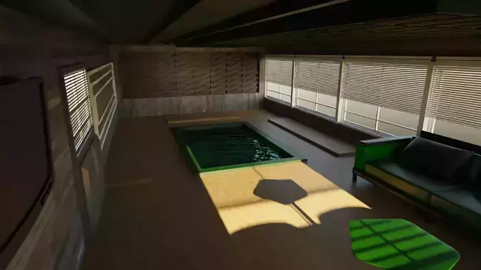 Pool House interior Low-poly 3D model