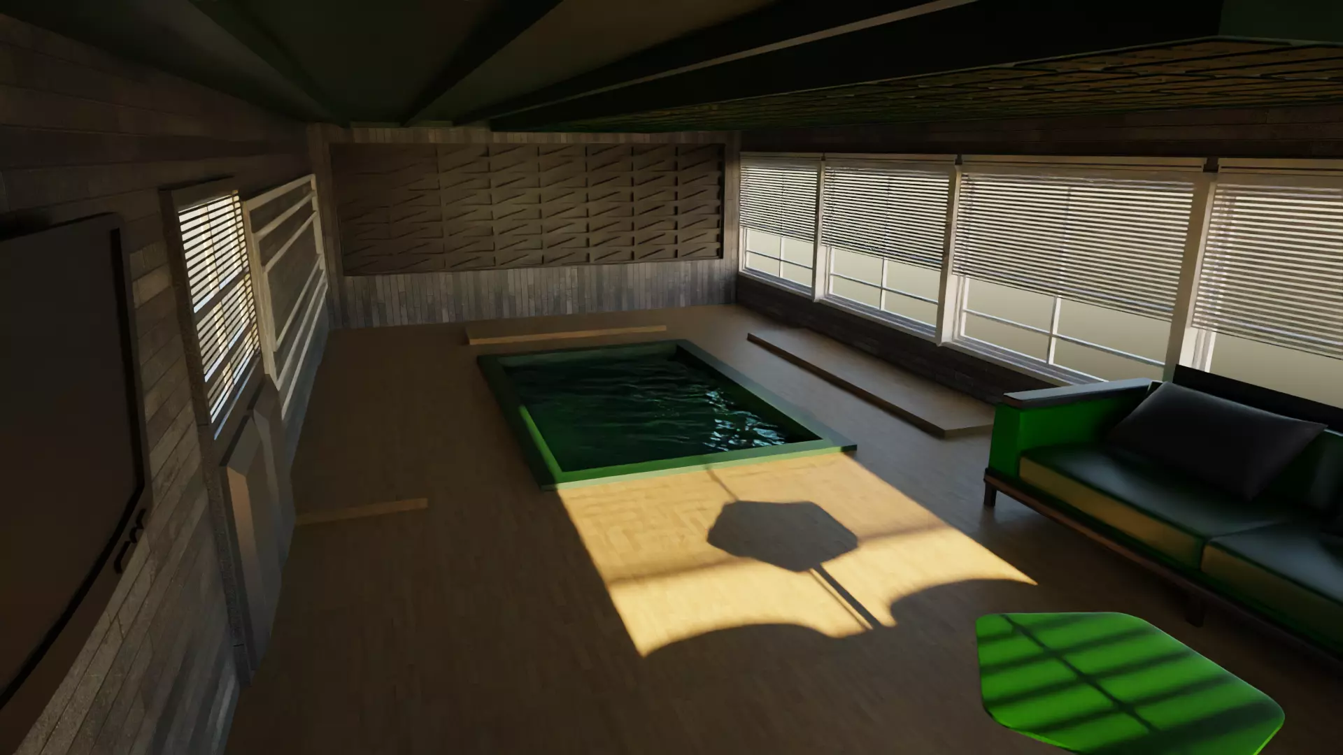 Pool House interior Low-poly 3D model_0