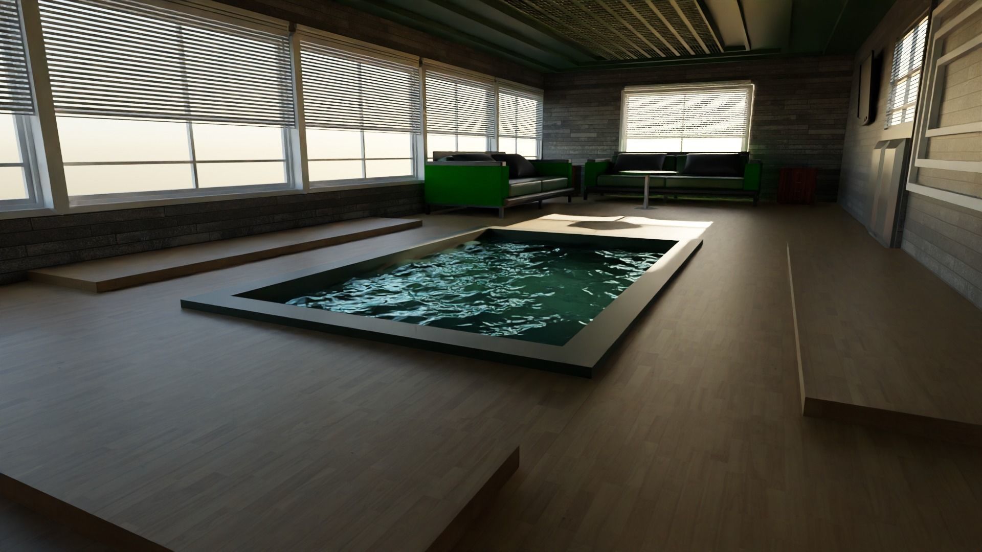 Pool House interior Low-poly 3D model_6