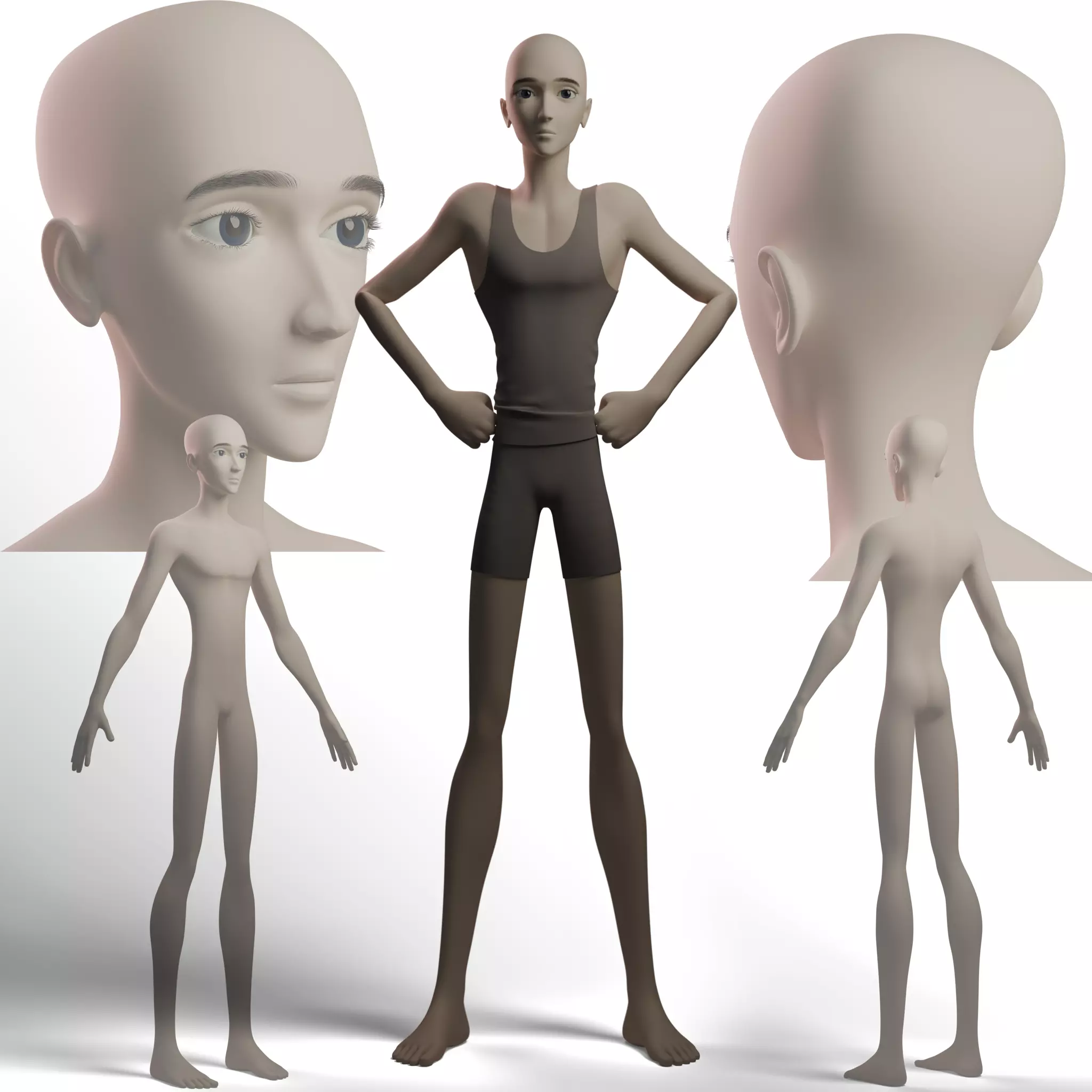 Stylized Boy Basemesh 3D model_0
