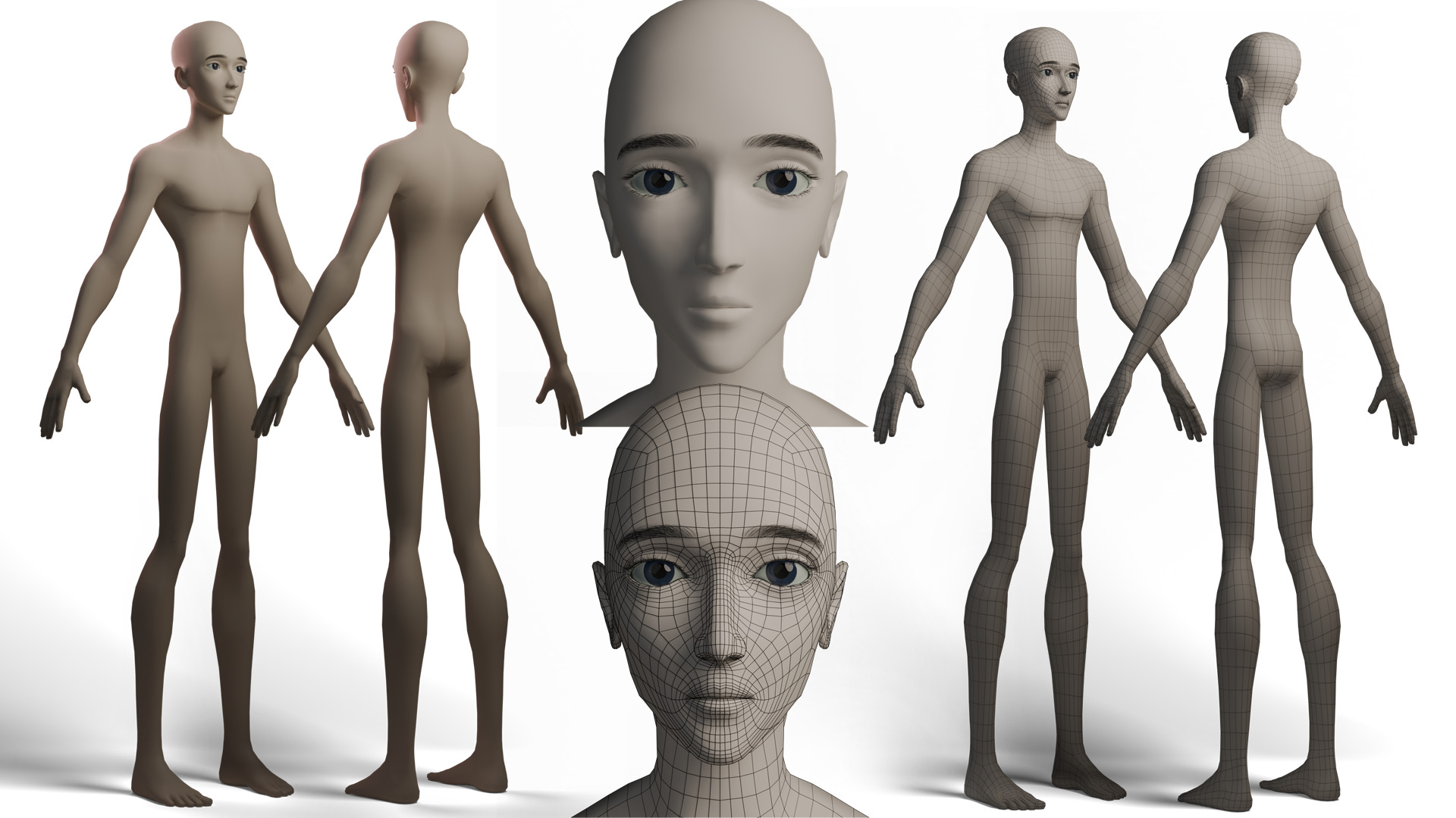 Stylized Boy Basemesh 3D model_2